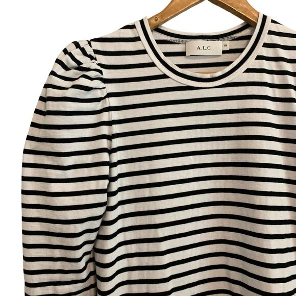 A,L.C. Kidman Black and White Striped Long Puff Sleeve Mini Dress - Picture 4 of 7